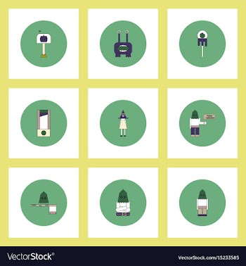 Collection of icons in flat style halloween theme vector image