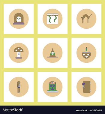 Collection of icons in flat style halloween theme vector image