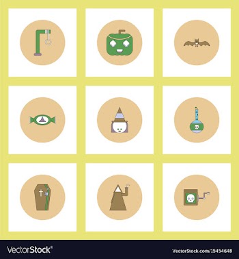 Collection of icons in flat style halloween theme vector image