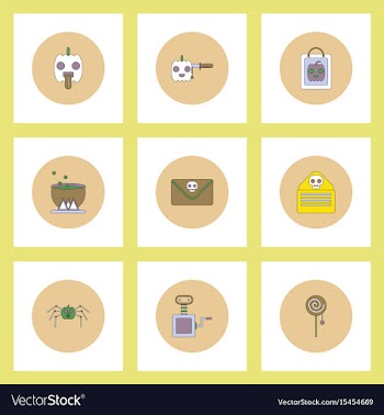 Collection of icons in flat style halloween theme vector image