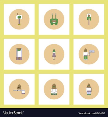 Collection of icons in flat style halloween theme vector image