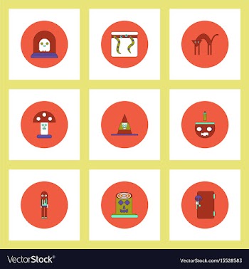 Collection of icons in flat style halloween theme vector image
