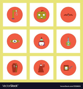 Collection of icons in flat style halloween theme vector image