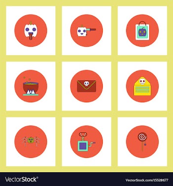 Collection of icons in flat style halloween theme vector image