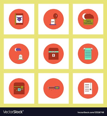 Collection of icons in flat style halloween theme vector image