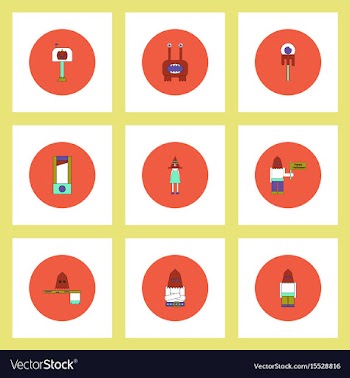 Collection of icons in flat style halloween theme vector image