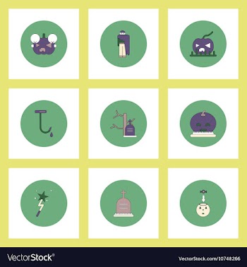 Collection of icons in flat style halloween vector image