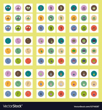 Collection of icons in flat style halloween vector image