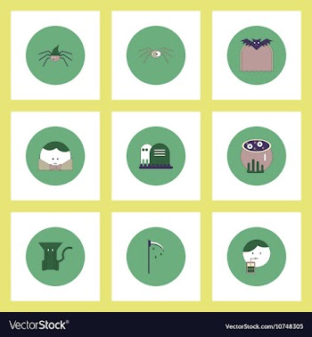 Collection of icons in flat style halloween vector image