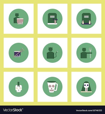 Collection of icons in flat style halloween vector image
