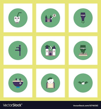 Collection of icons in flat style halloween vector image