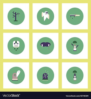 Collection of icons in flat style halloween vector image