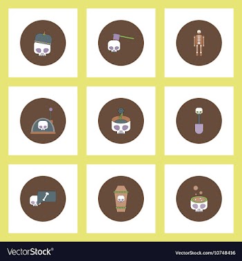 Collection of icons in flat style halloween vector image