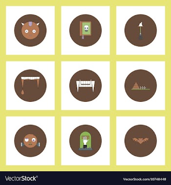 Collection of icons in flat style halloween vector image