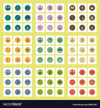 Collection of icons in flat style halloween vector image