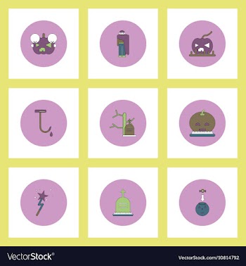Collection of icons in flat style halloween vector image