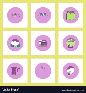 Collection of icons in flat style halloween vector image