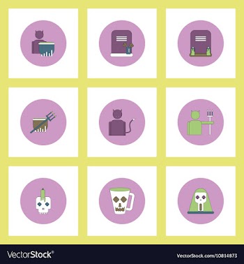 Collection of icons in flat style halloween vector image