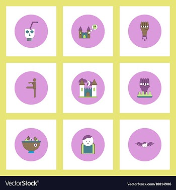 Collection of icons in flat style halloween vector image