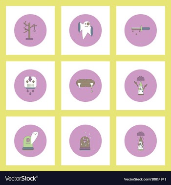 Collection of icons in flat style halloween vector image