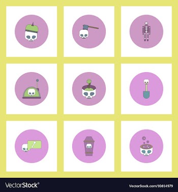 Collection of icons in flat style halloween vector image