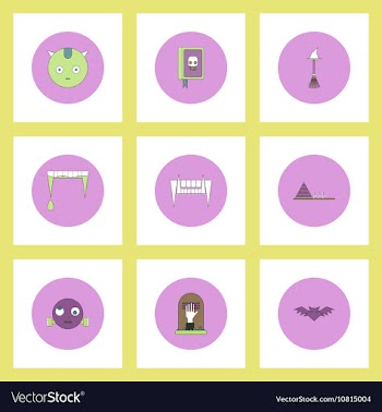 Collection of icons in flat style halloween vector image