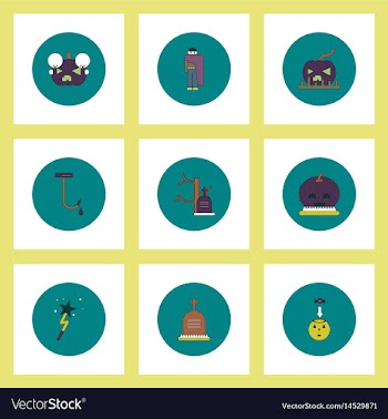 Collection of icons in flat style halloween vector image