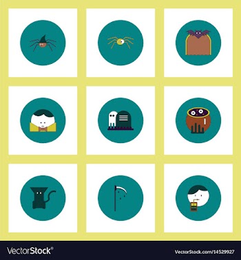 Collection of icons in flat style halloween vector image