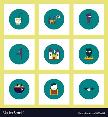 Collection of icons in flat style halloween vector image