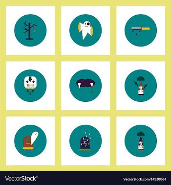 Collection of icons in flat style halloween vector image