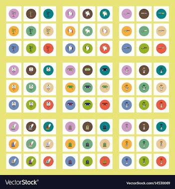 Collection of icons in flat style halloween vector image