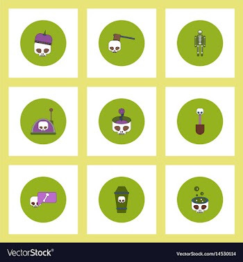 Collection of icons in flat style halloween vector image