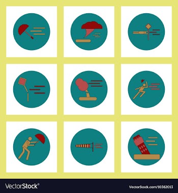 Collection of icons in flat style hurricane vector image