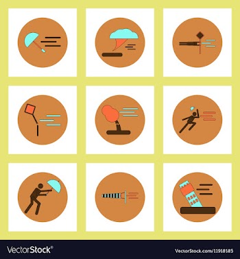Collection of icons in flat style hurricane vector image