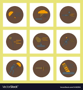 Collection of icons in flat style hurricane vector image