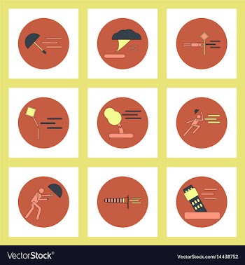 Collection of icons in flat style hurricane vector image