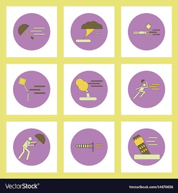 Collection of icons in flat style hurricane vector image