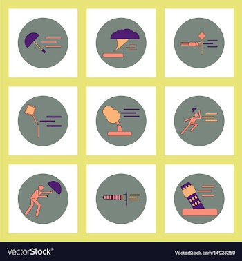 Collection of icons in flat style hurricane vector image