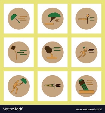 Collection of icons in flat style hurricane vector image