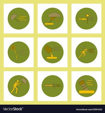 Collection of icons in flat style hurricane vector image