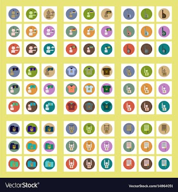 Collection of icons in flat style national vector image