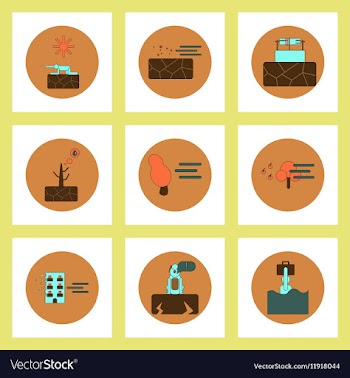 Collection of icons in flat style natural disaster vector image