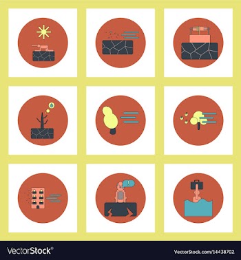 Collection of icons in flat style natural disaster vector image