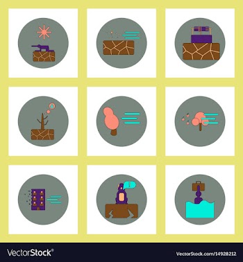 Collection of icons in flat style natural disaster vector image