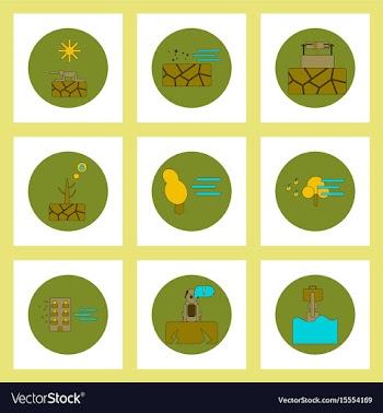 Collection of icons in flat style natural disaster vector image
