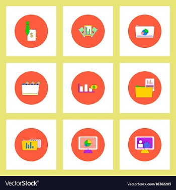 Collection of icons in flat style statistics items vector image
