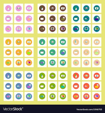 Collection of icons in flat style statistics items vector image