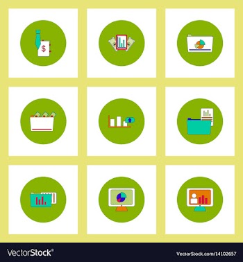 Collection of icons in flat style statistics items vector image