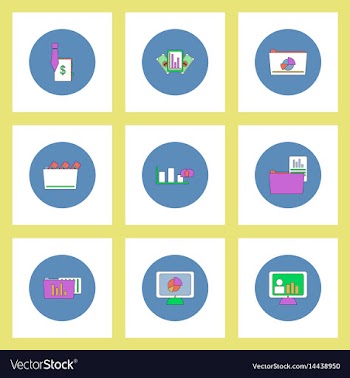 Collection of icons in flat style statistics items vector image
