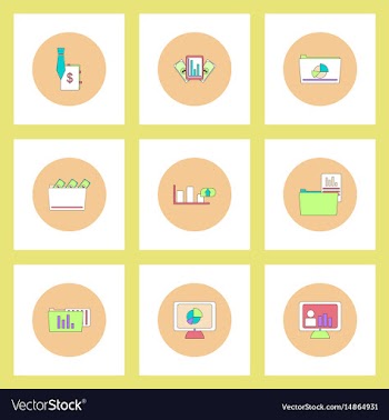 Collection of icons in flat style statistics items vector image